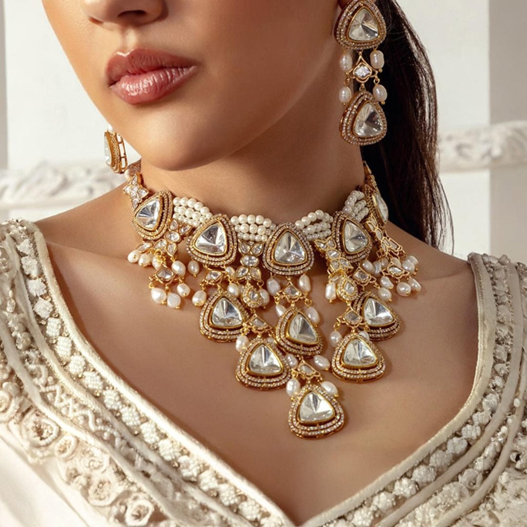 Bridal Necklace Artificial Polki Jewellery Online Polki Pearl