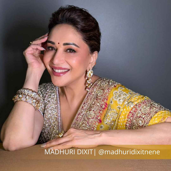 Madhuri Dixit Wearing Earrings and Bangles from Joules By Radhika