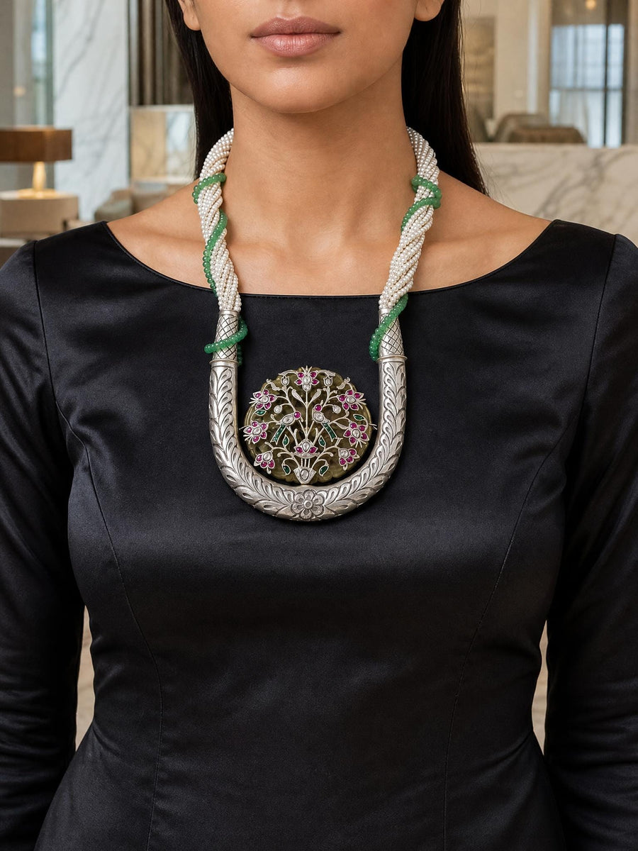Elavira Oxidised Necklace