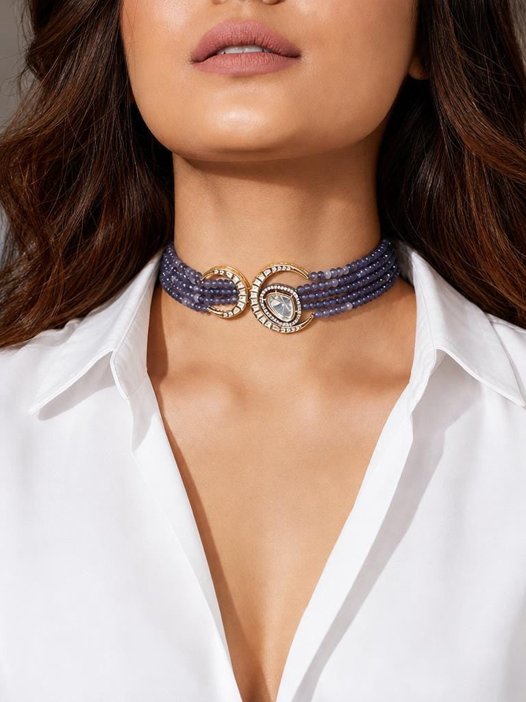 Beaded Blue Antique Necklace Set