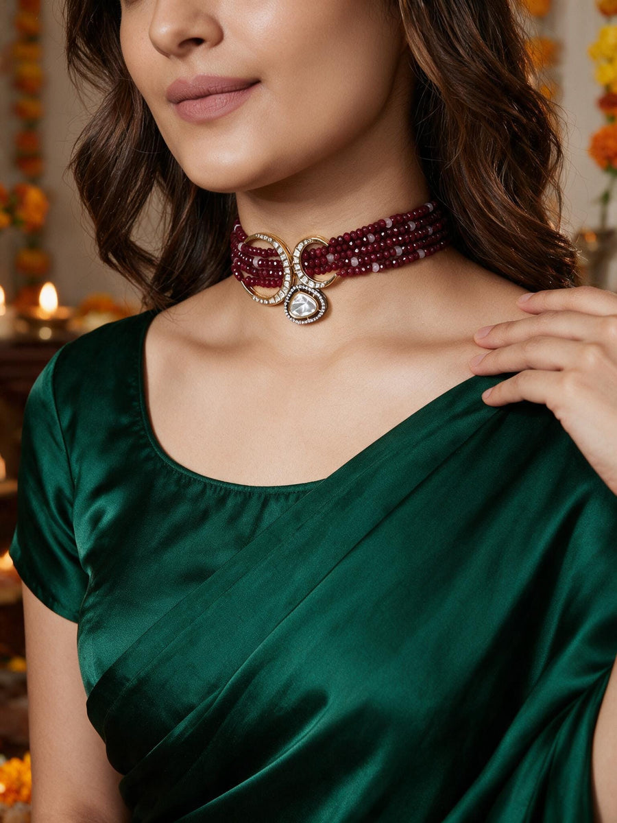 Royal Red Polki Choker Set