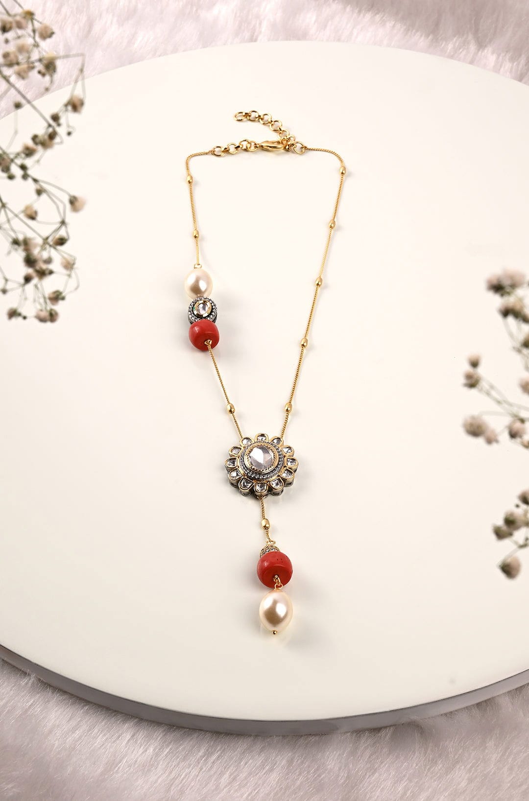 Antique Polki Coral Necklace - Joules by Radhika 