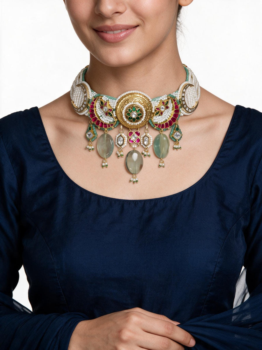 Sankalp Green Kundan Choker set