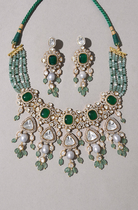 Green Polki Bridal Necklace Set