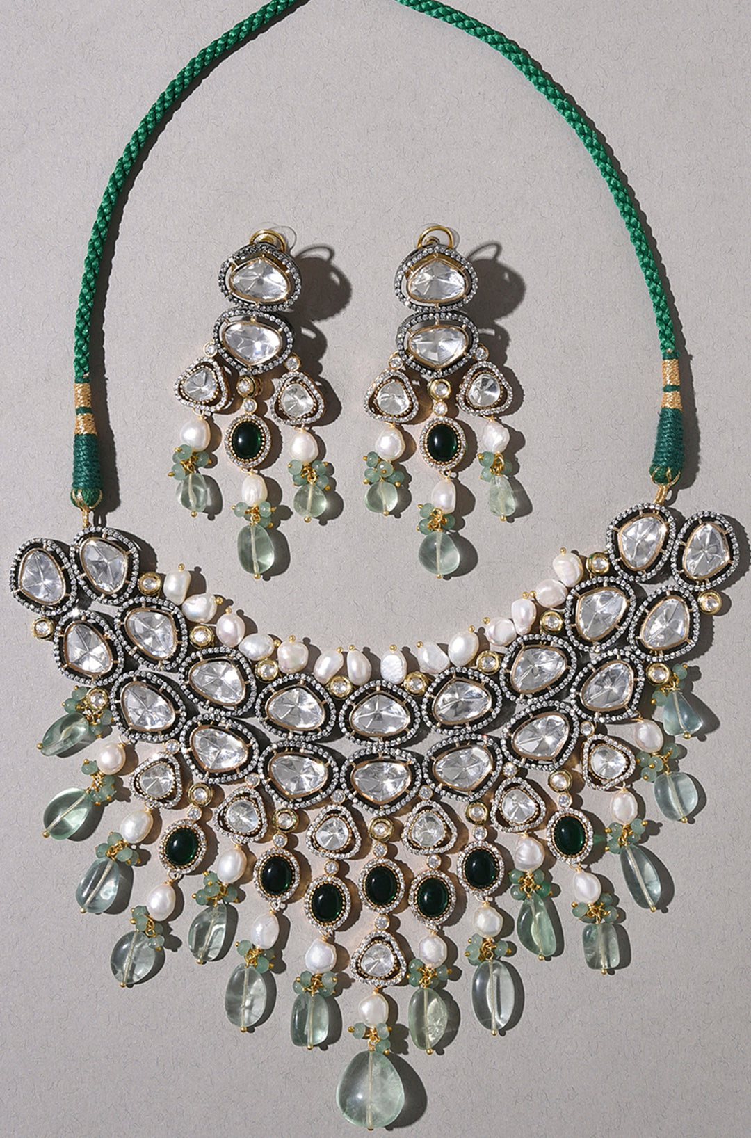 Load image into Gallery viewer, Fluoride &amp;amp; Polki Bridal Necklace Set
