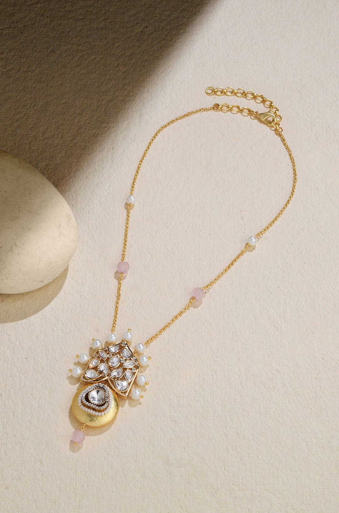 Brilliant Polki Pearl Pendant - Joules by Radhika 