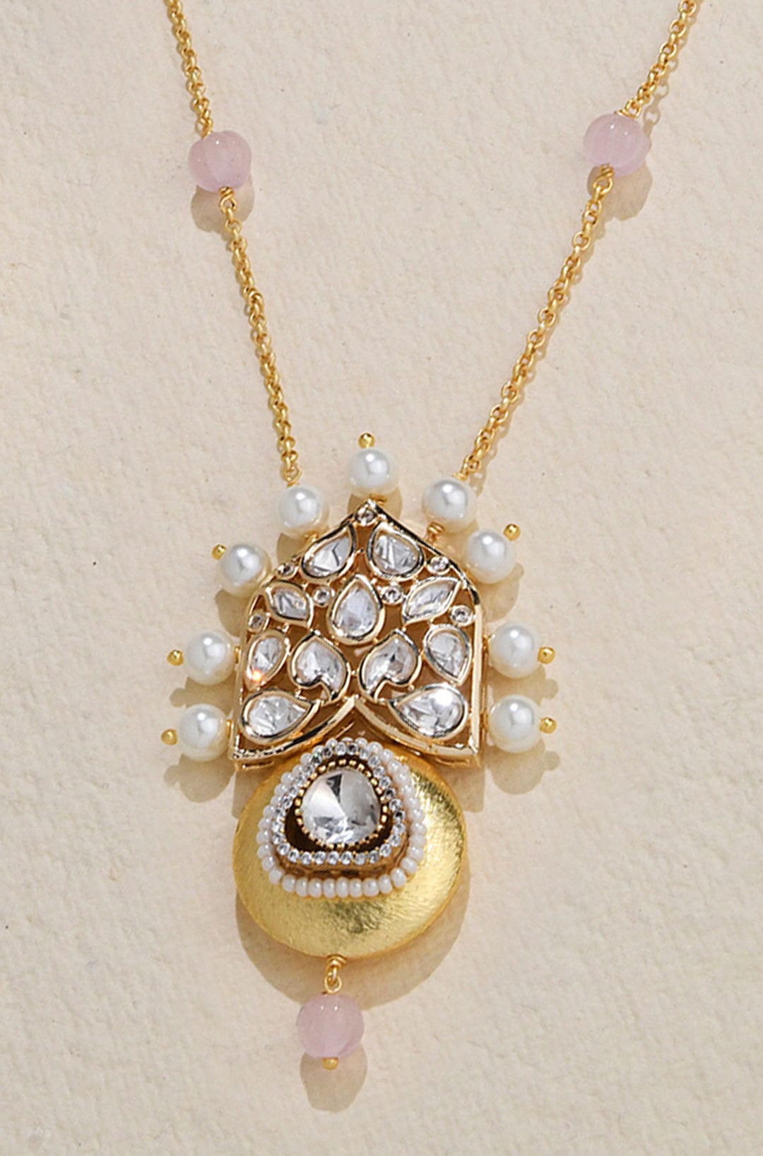 Brilliant Polki Pearl Pendant - Joules by Radhika 