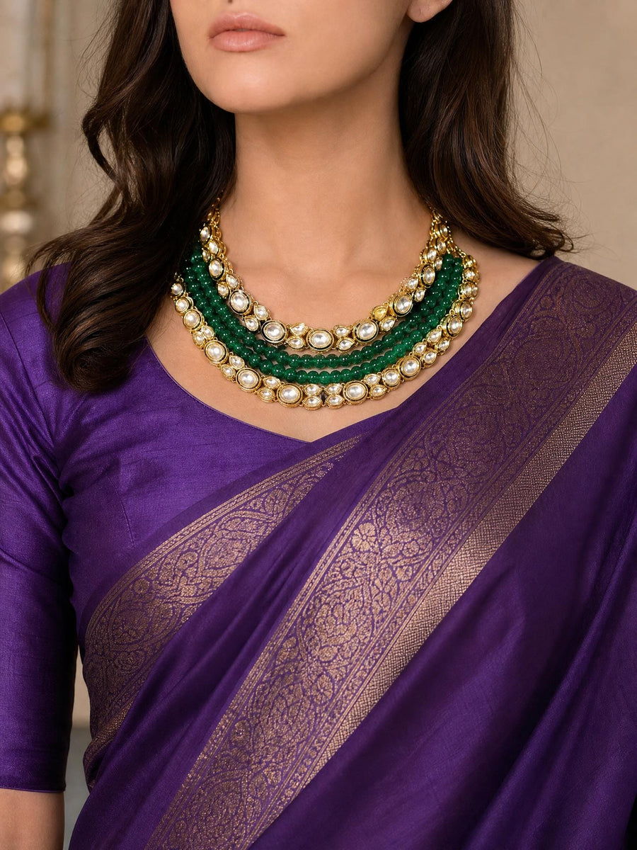 Regal Aura Green Polki Necklace