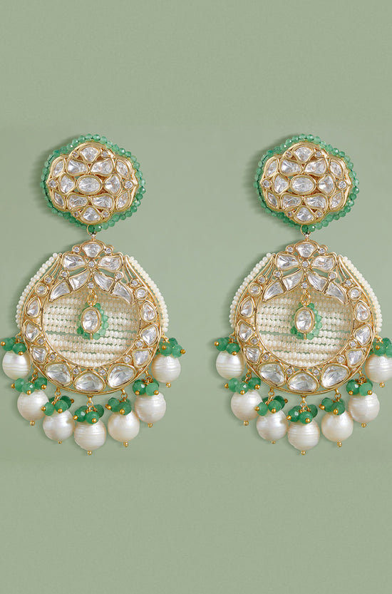 Load image into Gallery viewer, Polki And Pearl Drop Earrings

