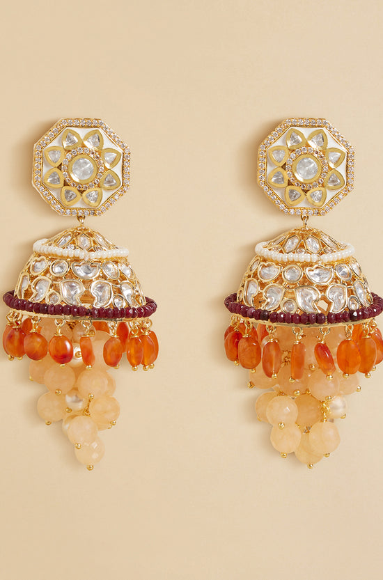 Buy Floral Pattern Big German Silver Oxidised Jhumka Earrings Online – The  Jewelbox