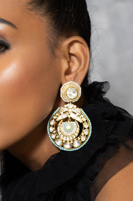 Load image into Gallery viewer, Polki And Pearl Drop Earrings
