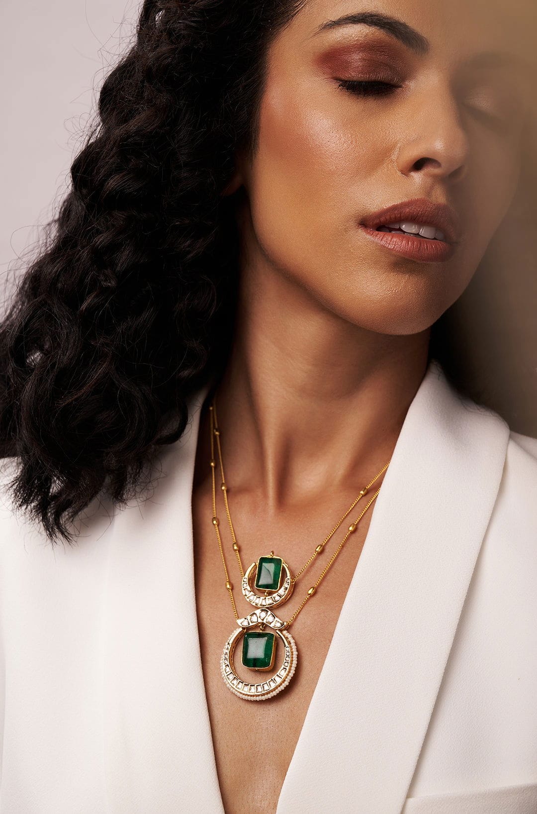 Gold & Green Layered Necklace - Joules by Radhika 