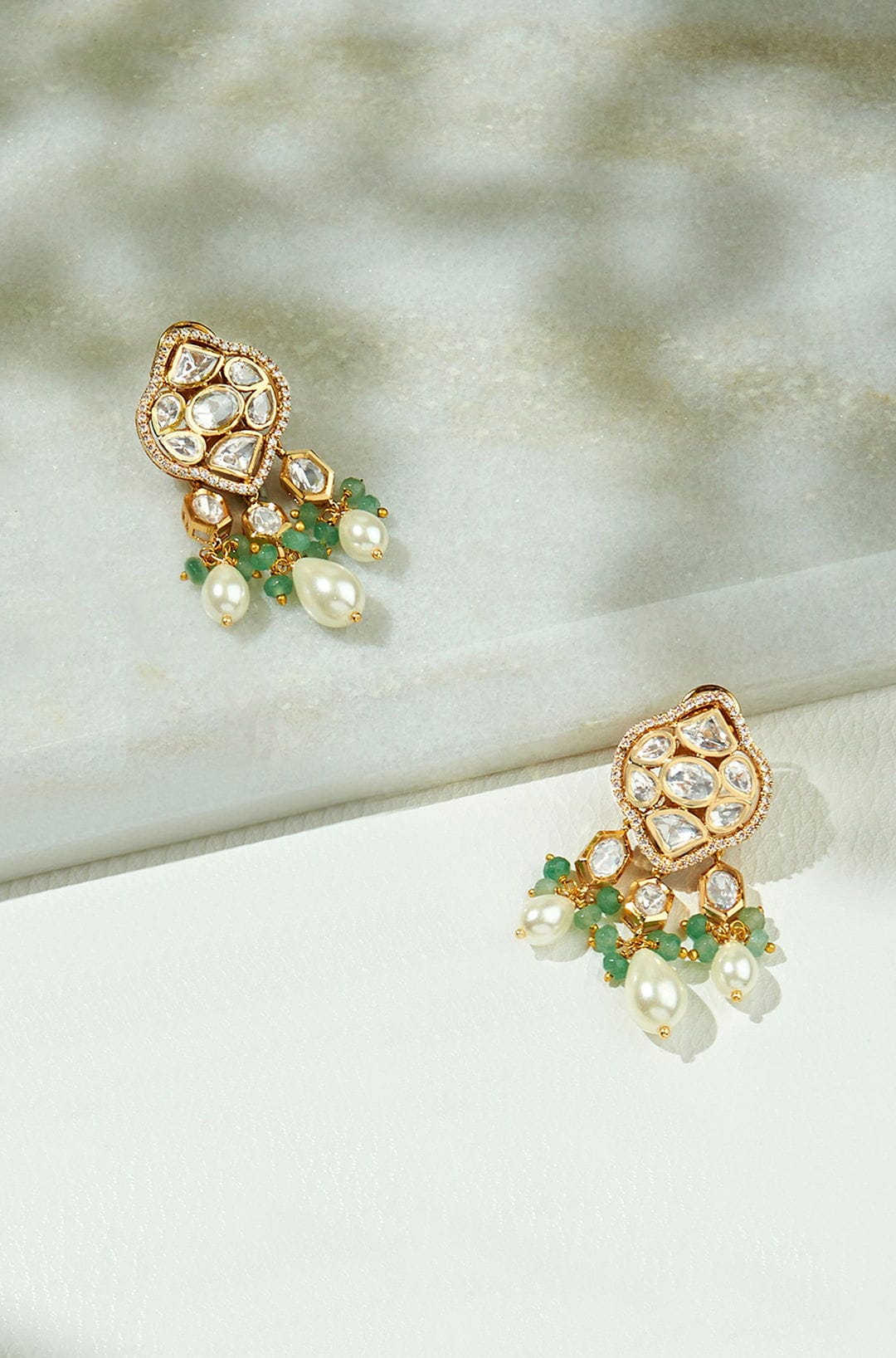 Gold Kundan Polki Danglers - Joules by Radhika 