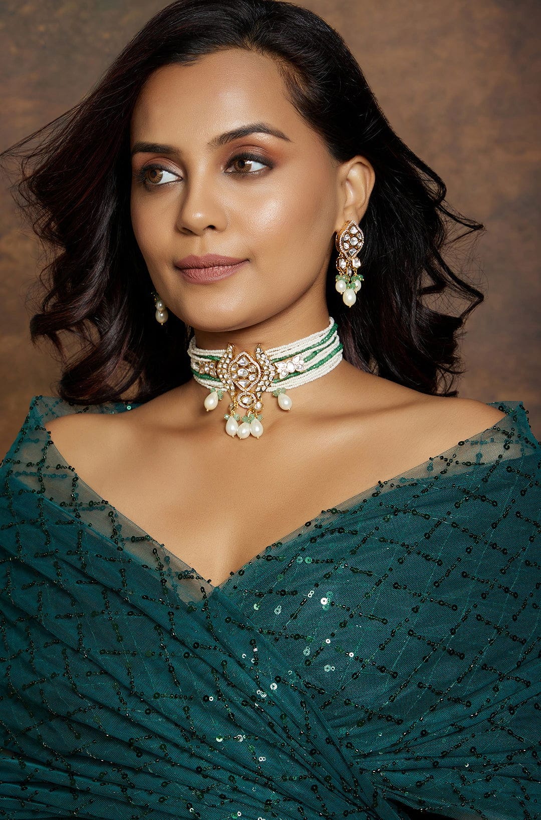 Gold Kundan Polki Danglers - Joules by Radhika 