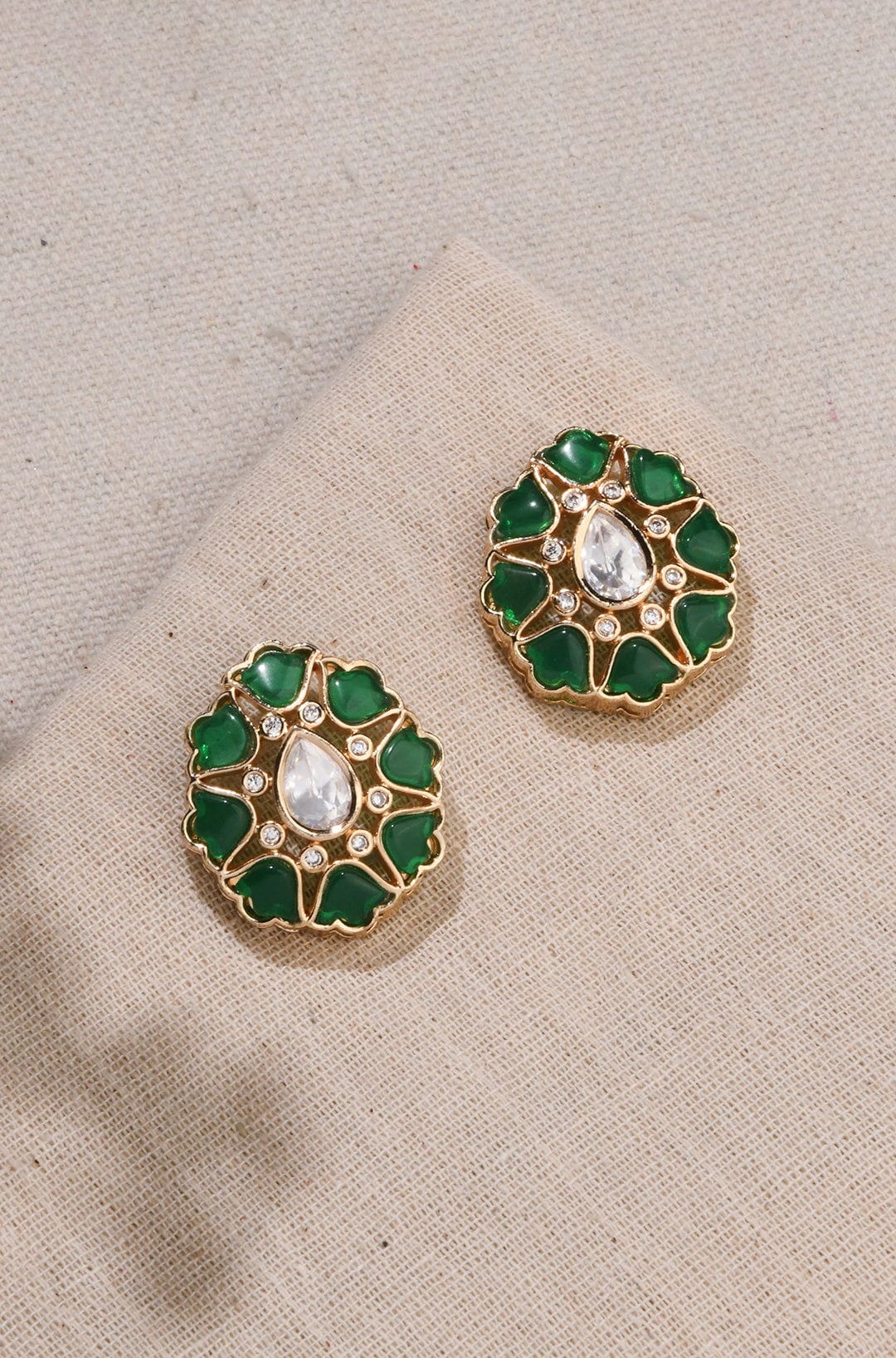 Green Floral Studs - Joules by Radhika 