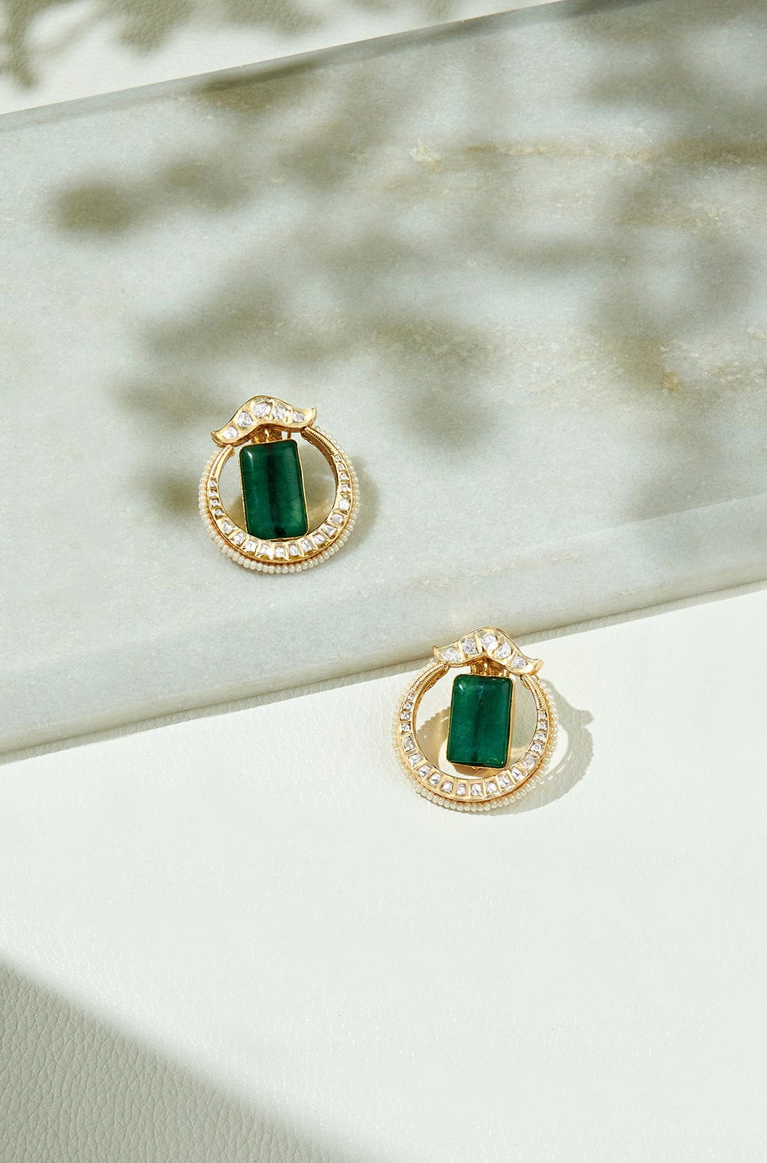 Green Polki Earring - Joules by Radhika 