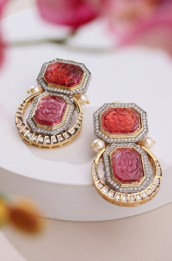 Load image into Gallery viewer, Antique Carved Red Earrings - Joules by Radhika
