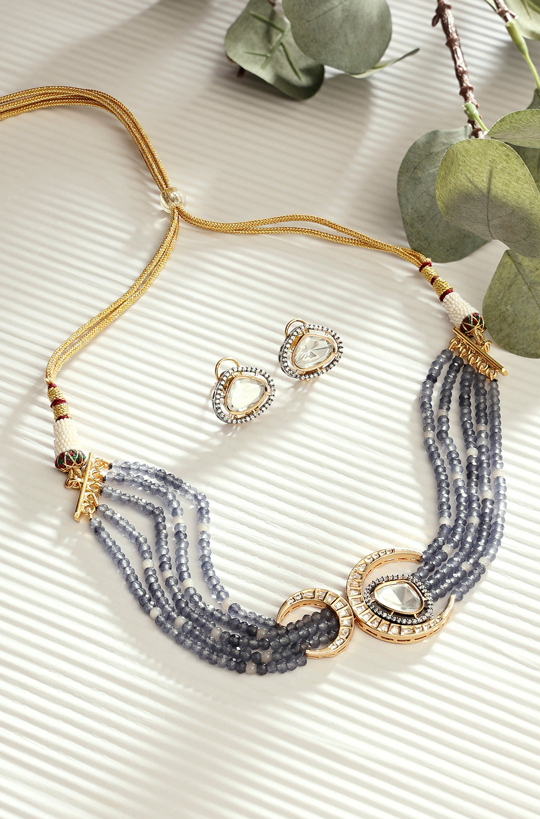 Modern Three-Tone Beaded Necklace Set – Andaaz Jewelers