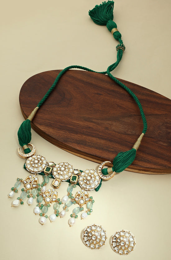 Load image into Gallery viewer, Mutli Motif Kundan Polki Choker Necklace Set - Joules by Radhika
