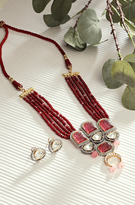 Load image into Gallery viewer, Royal Red Antique Necklace Set - Joules by Radhika
