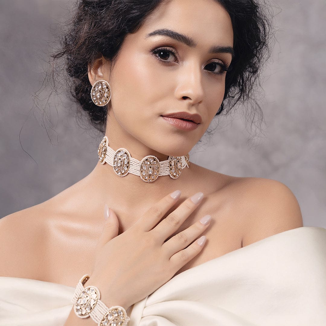 Polki-Pearl Exquisite Choker Necklace Set ShopJBR Luxury – Jewels