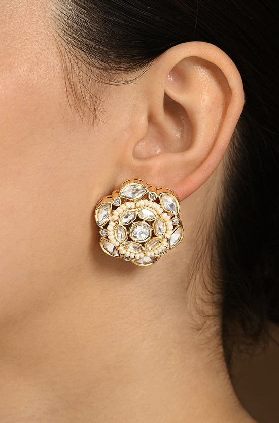 Shimmery Polki Stud Earrings