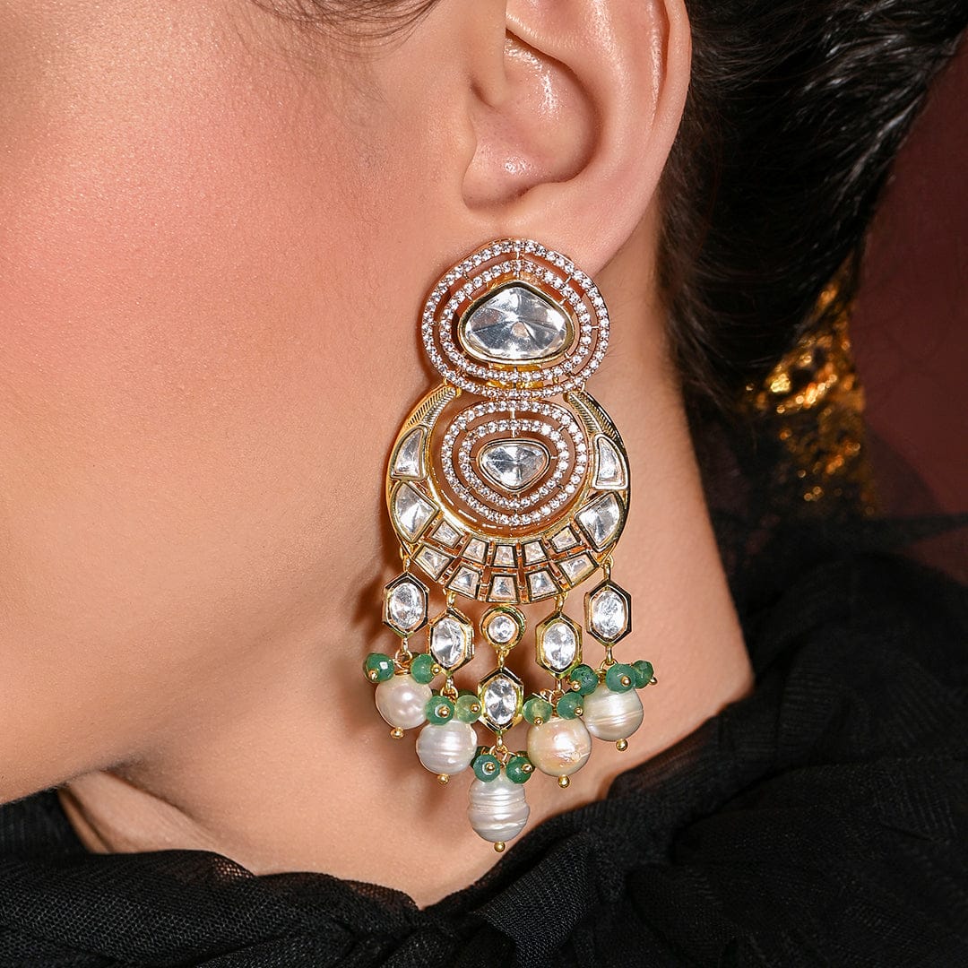 Glam Green Dangler Earrings - Joules by Radhika 