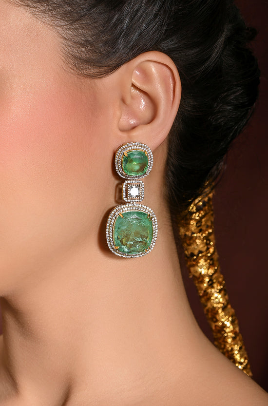 Lustrous Green Dangler Earrings