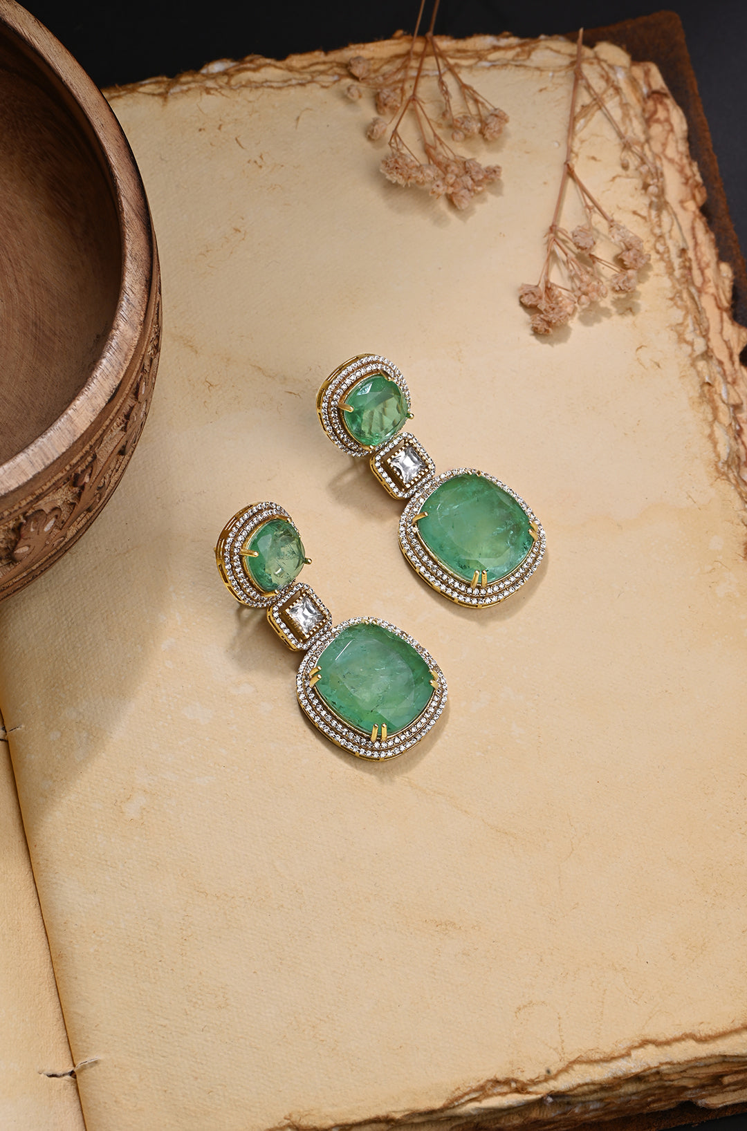 Lustrous Green Dangler Earrings