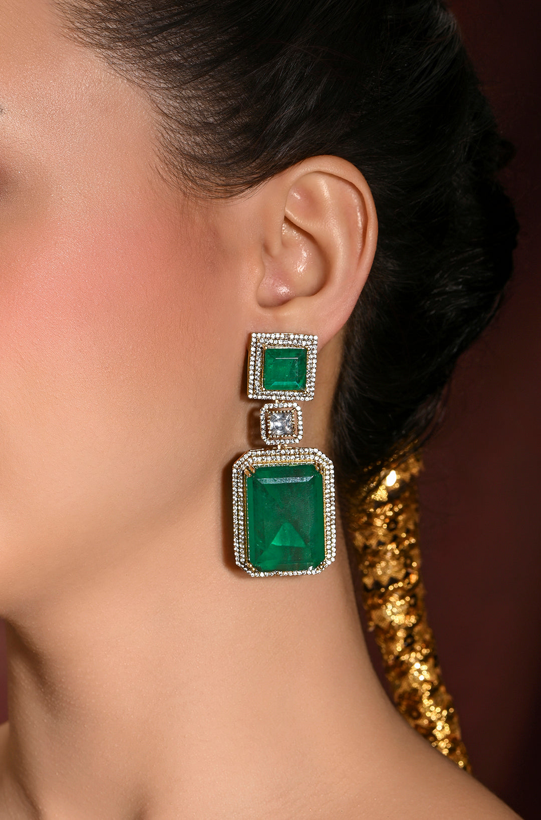 Glisterous Green Dangler Earrings