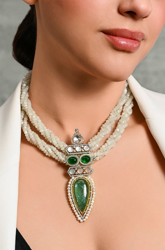 Green Grandeur Beaded Necklace