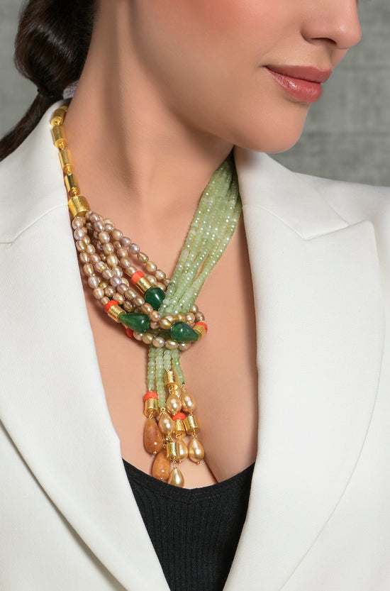 Enchanting Multi-Colour Beaded Scarf Necklace