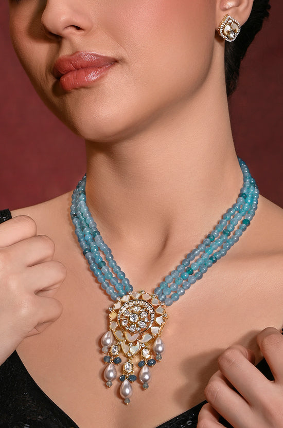 Regal Blue Necklace With Earrings
