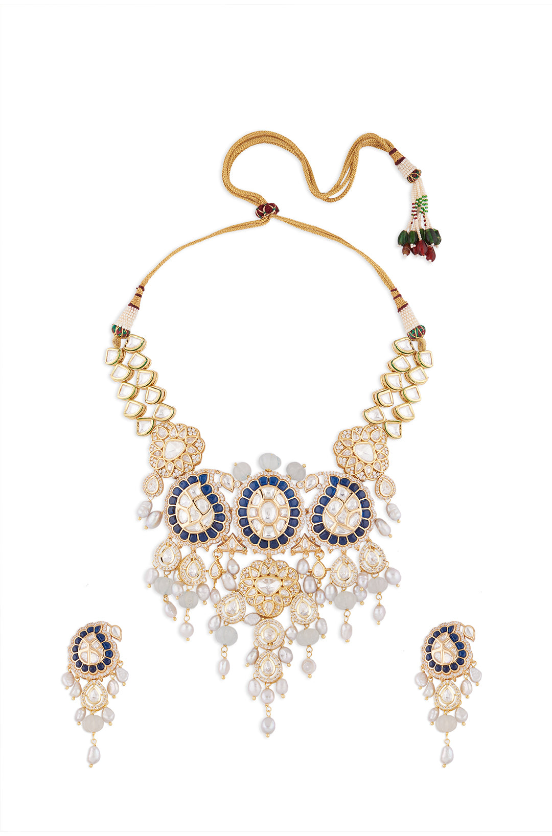 Load image into Gallery viewer, Blue And Gold Tone Kundan Polki Choker Necklace
