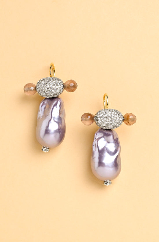 Grey Ladybug Stud Earrings