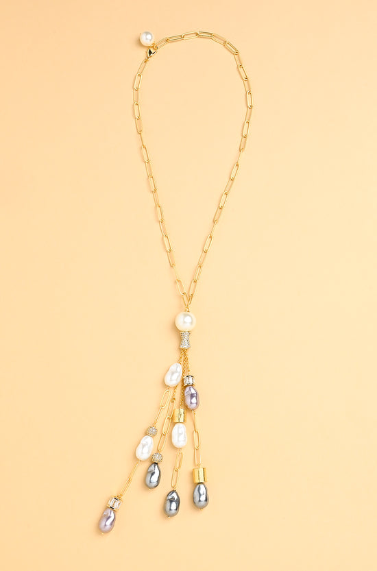 Pearl Rain Lariat Necklace