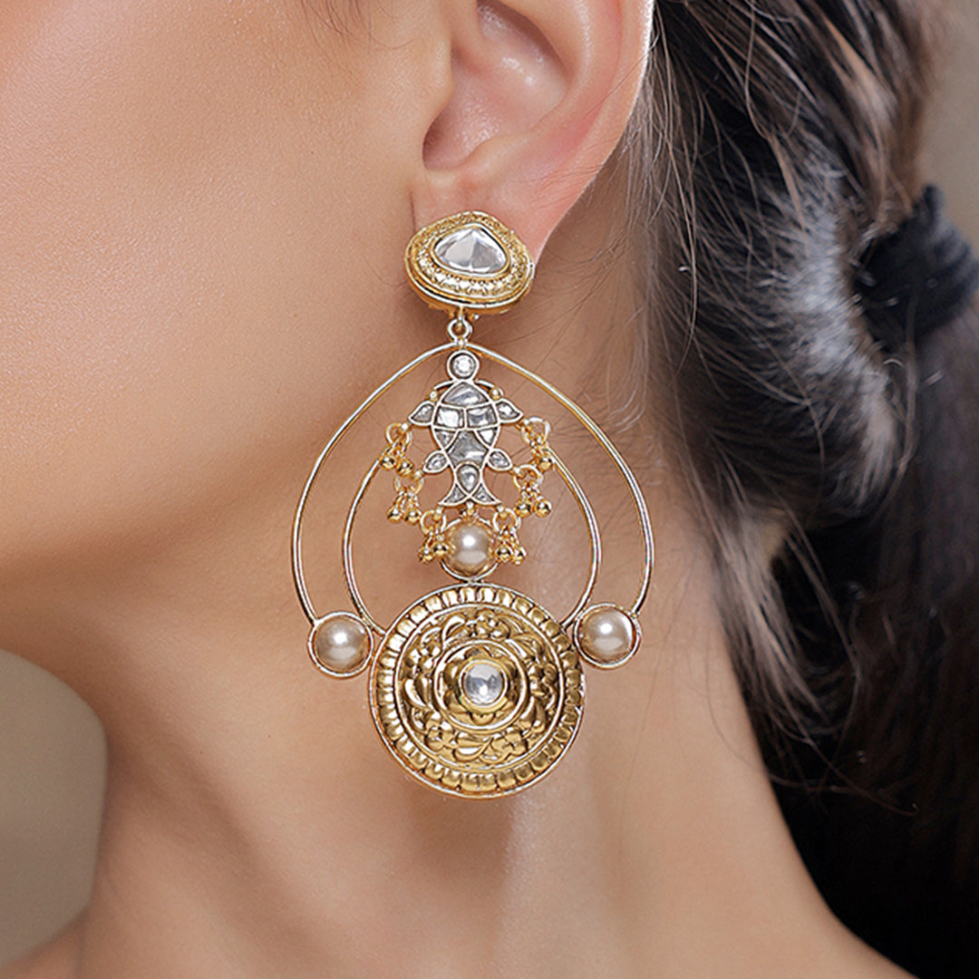Golden Statement Earrings - Joules by Radhika 