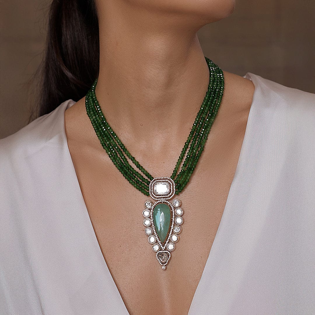 Green Indo-Western Necklace - Joules by Radhika 