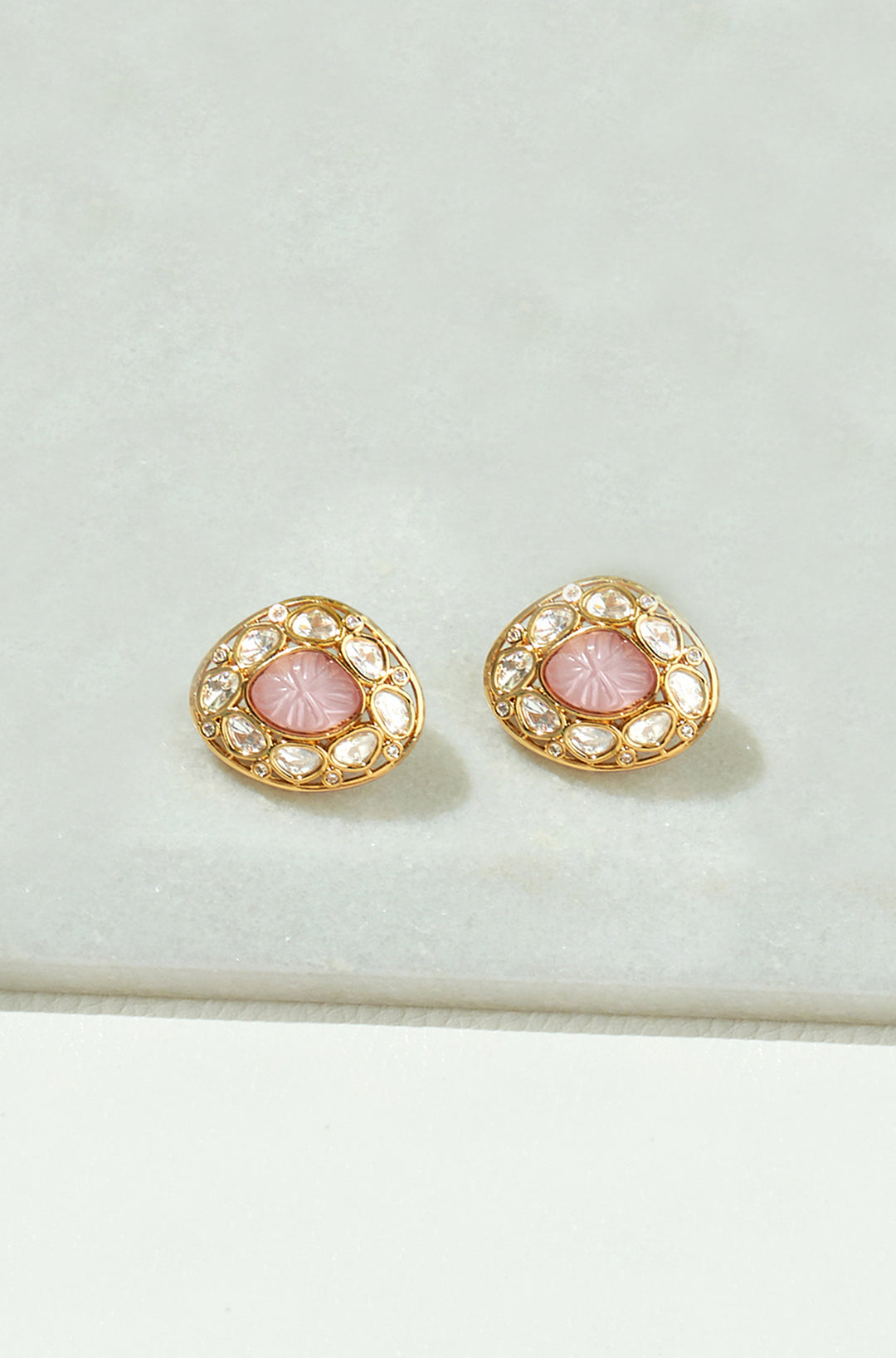 Load image into Gallery viewer, Pink Polki Studs
