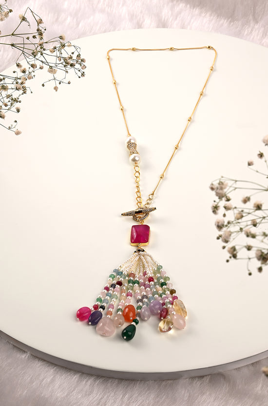 Load image into Gallery viewer, Multi Colour Tasseled Necklace
