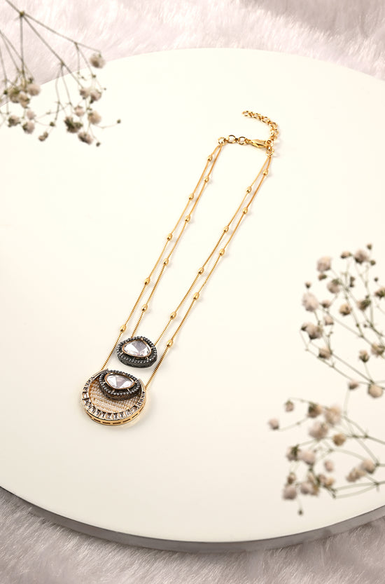 Layered Dainty Necklace With Polki