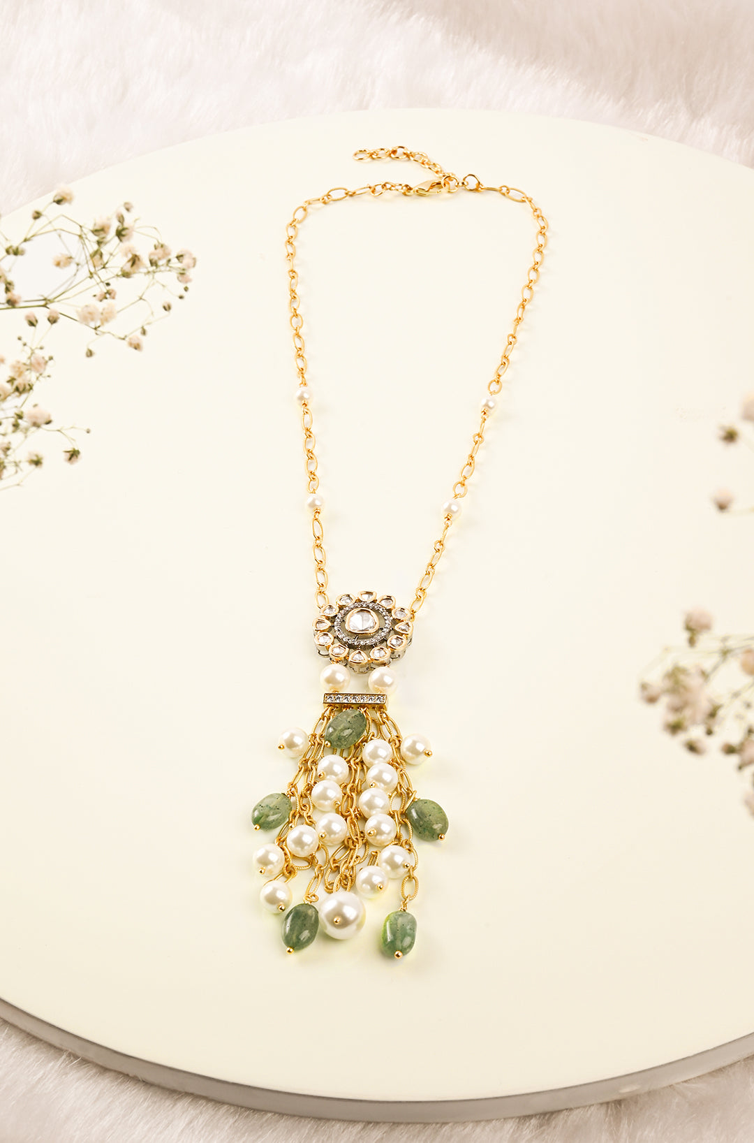 Load image into Gallery viewer, Multi Colour Tasseled Polki Necklace
