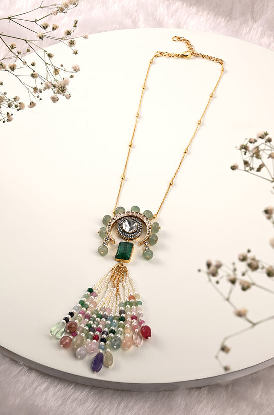Load image into Gallery viewer, Multi Colour Antique Tasseled Necklace
