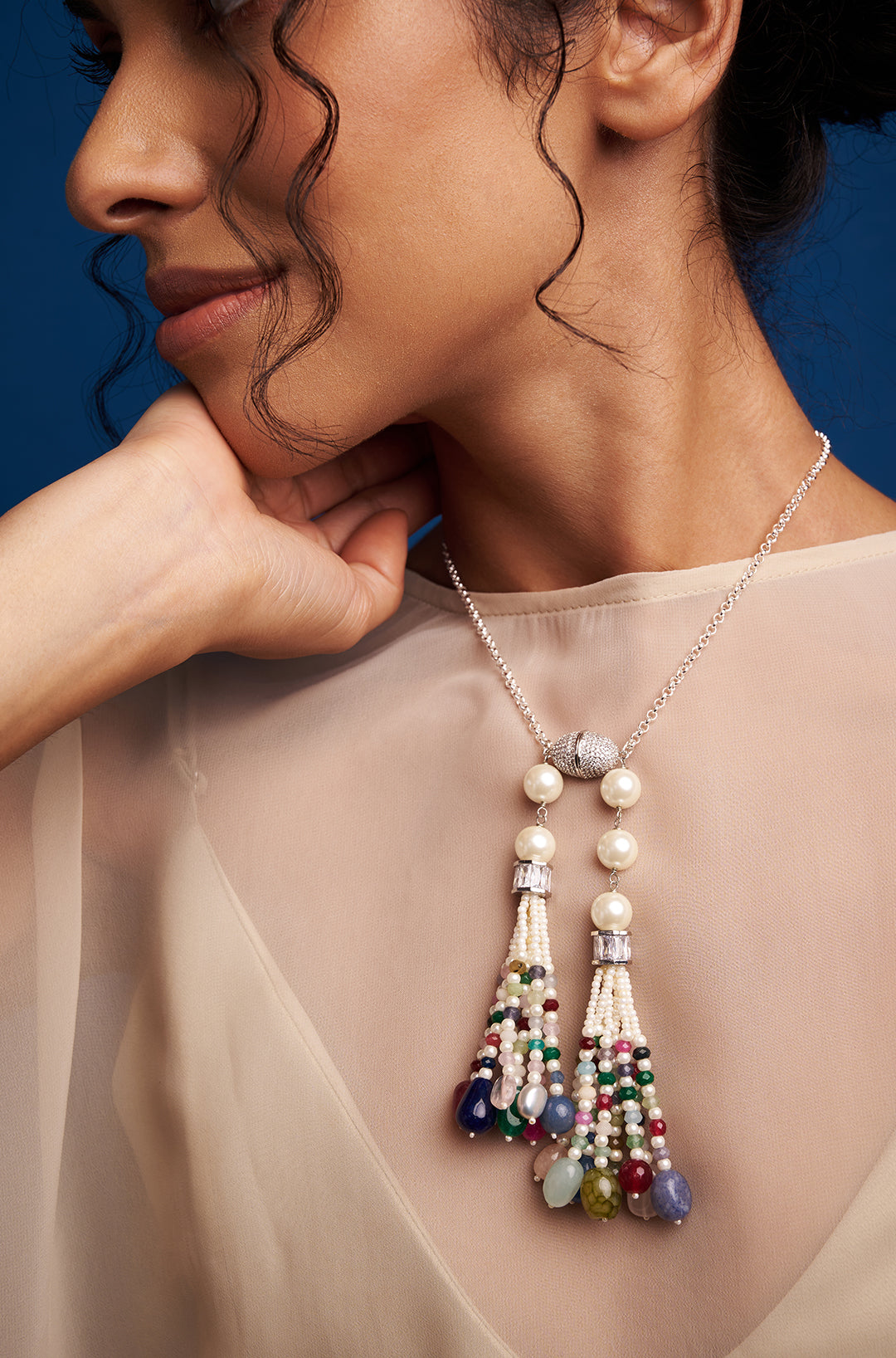 Multi Tasseled Pearl Necklace