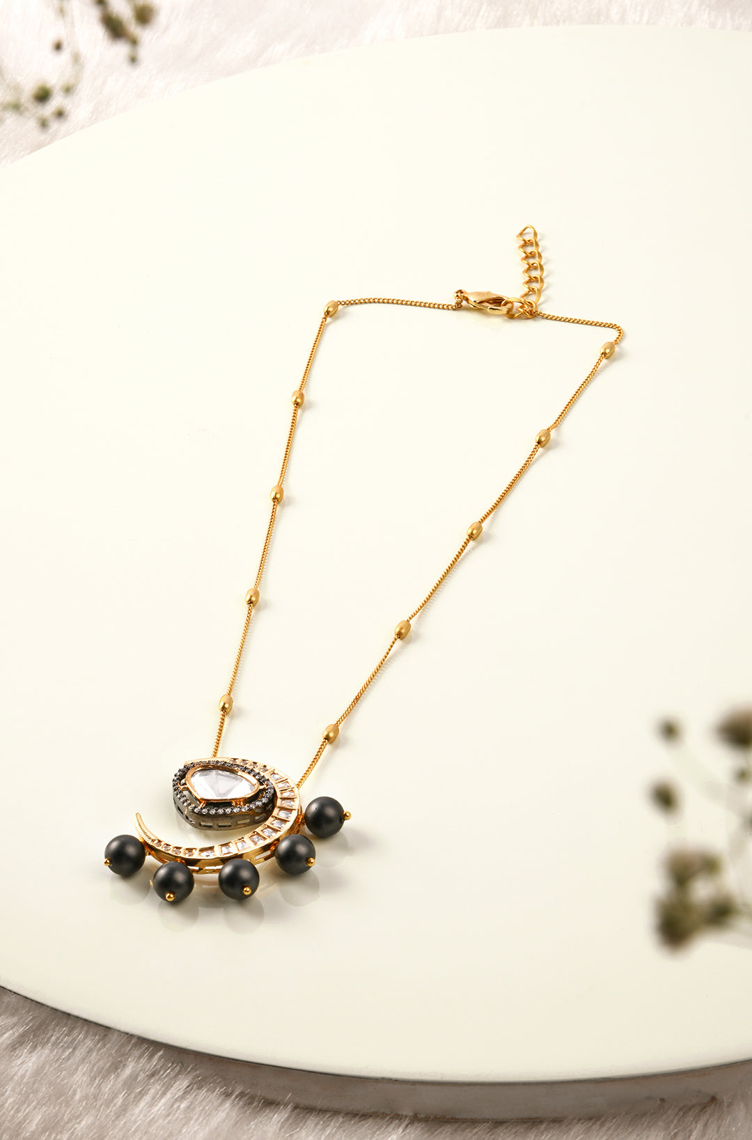 Gold Toned Delicate Polki Necklace