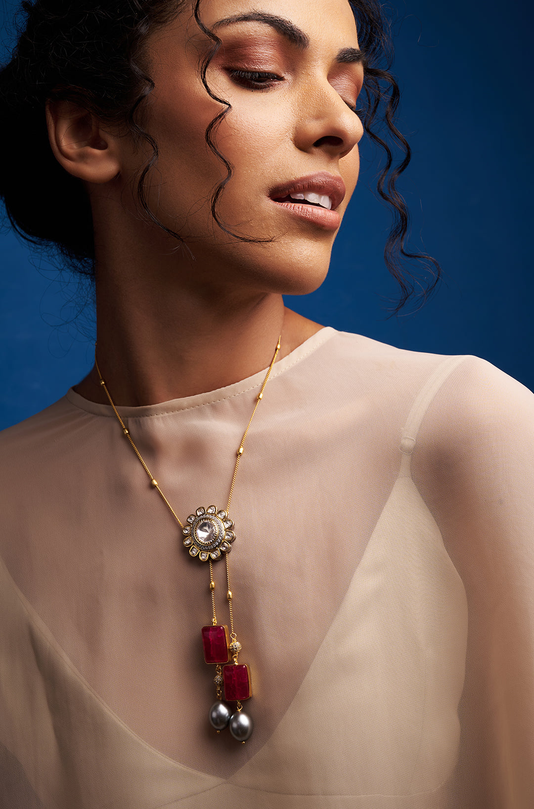 Load image into Gallery viewer, Red &amp;amp; Golden Petite Necklace
