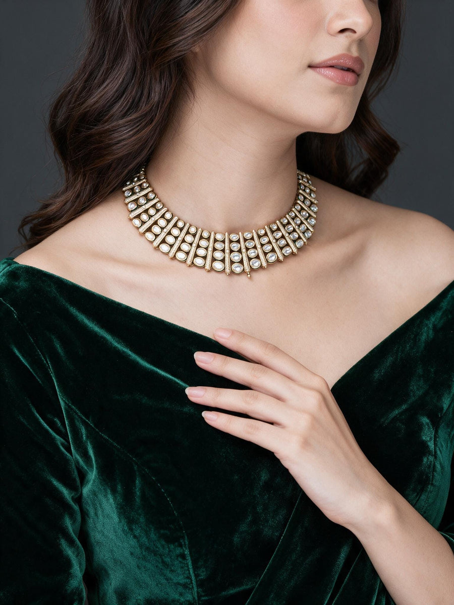 Lustrous Mirror-Work Necklace Set