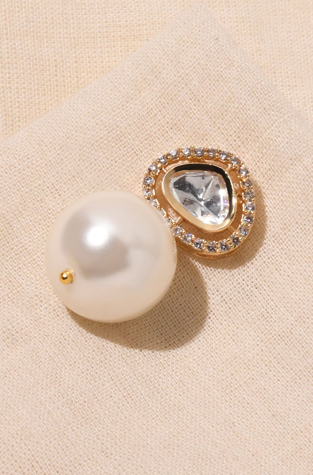 Kundan White Pearl Drop Earrings - Joules by Radhika 