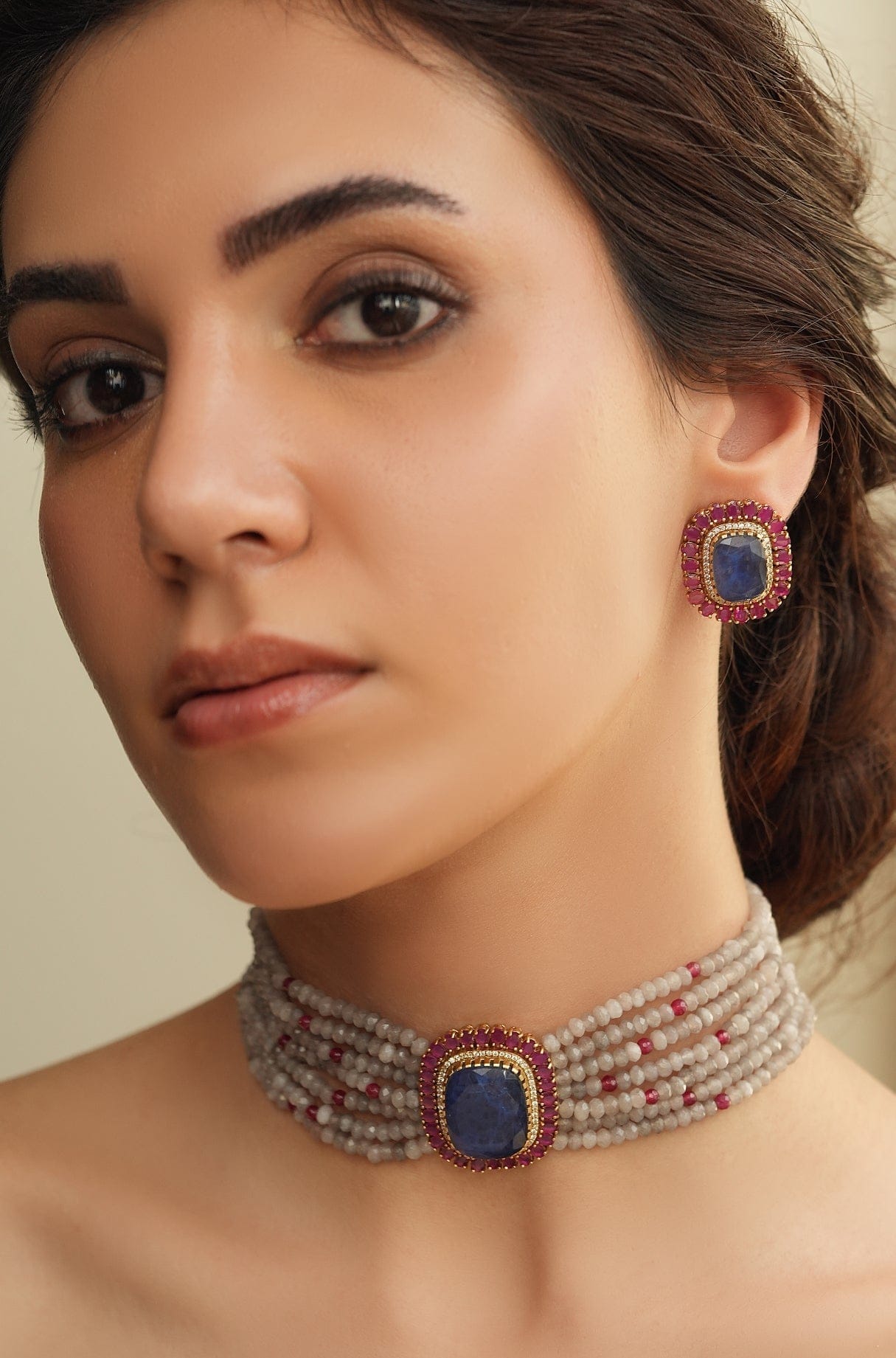 Lively Bloom Beaded Choker Set - Joules by Radhika 