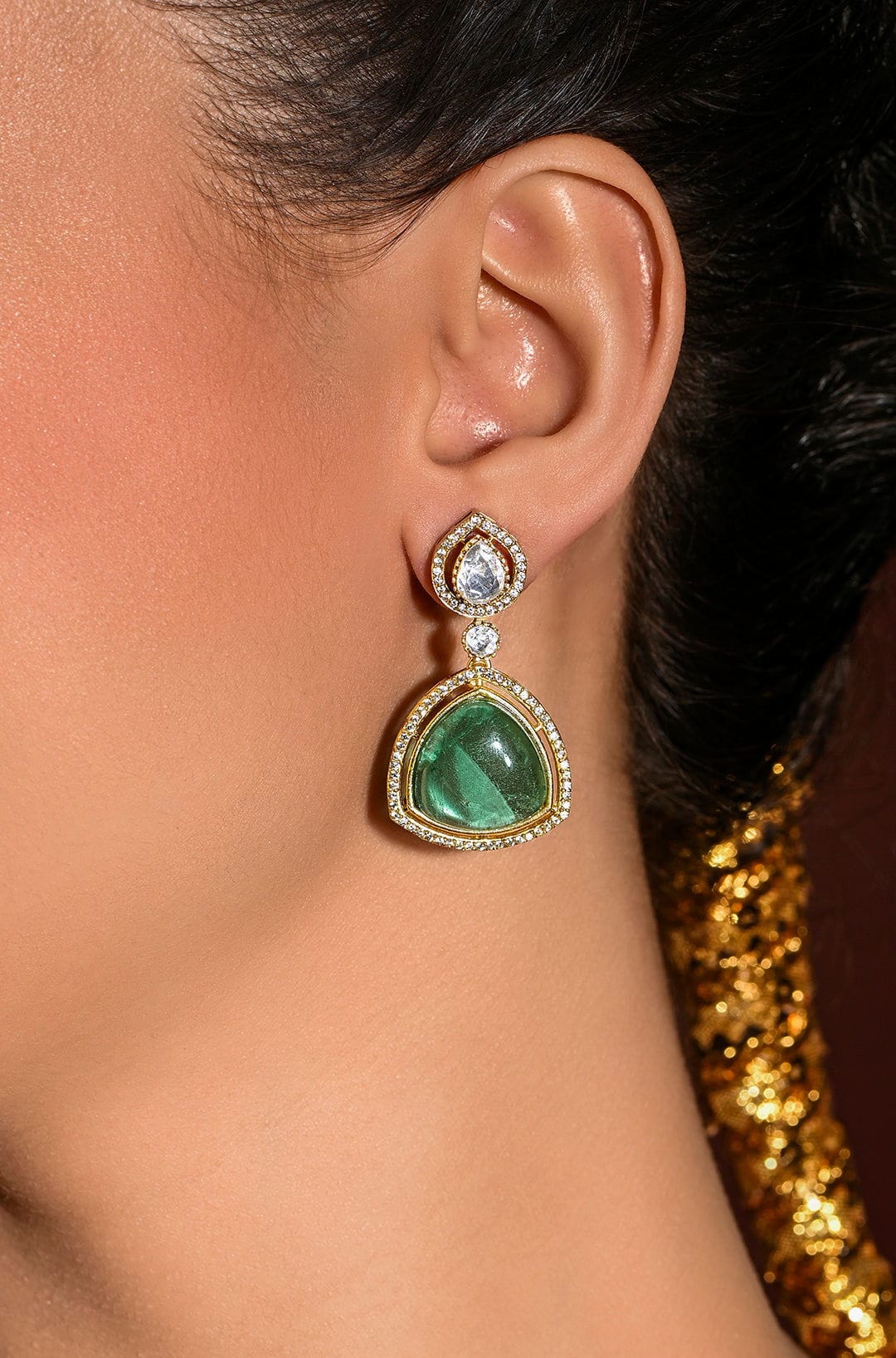 Luminary Green Dangler Earrings - Joules by Radhika 